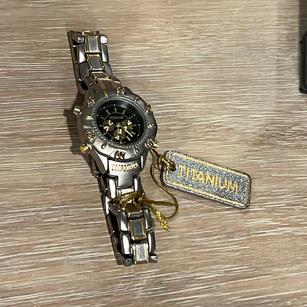 Universal Titanium Watch for Women Gold Silver Tone Chronograph. NWT.